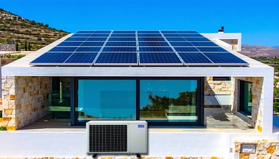 Installation of Jinko solar panels and Deye inverter on a modern home in Crete